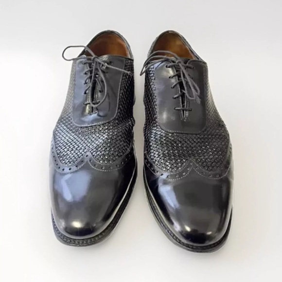 Allen Edmonds Hampstead Men’s Black Woven Wingtip Oxford Shoes Size 12B - 1908 - Picture 3 of 8